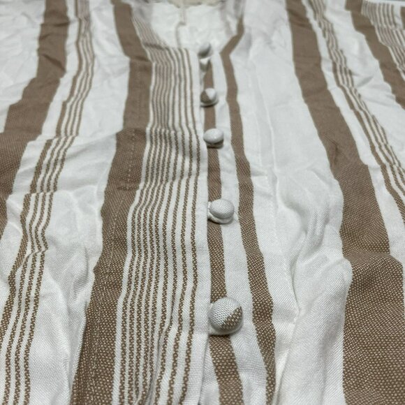Sim Sam Blouse Women Size L Vneck Stripe Beige Button Hippie Relax Loose Comfy - Picture 6 of 10